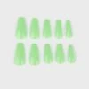 I Scream Nails Fluro Green Coffin Shaped False Nails Press On Nails