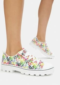 Skechers X JGoldcrown White Hashtag Love Roadies Sneakers