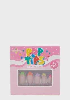 I Scream Nails Ride The Rainbow Coffin Shaped False Nails