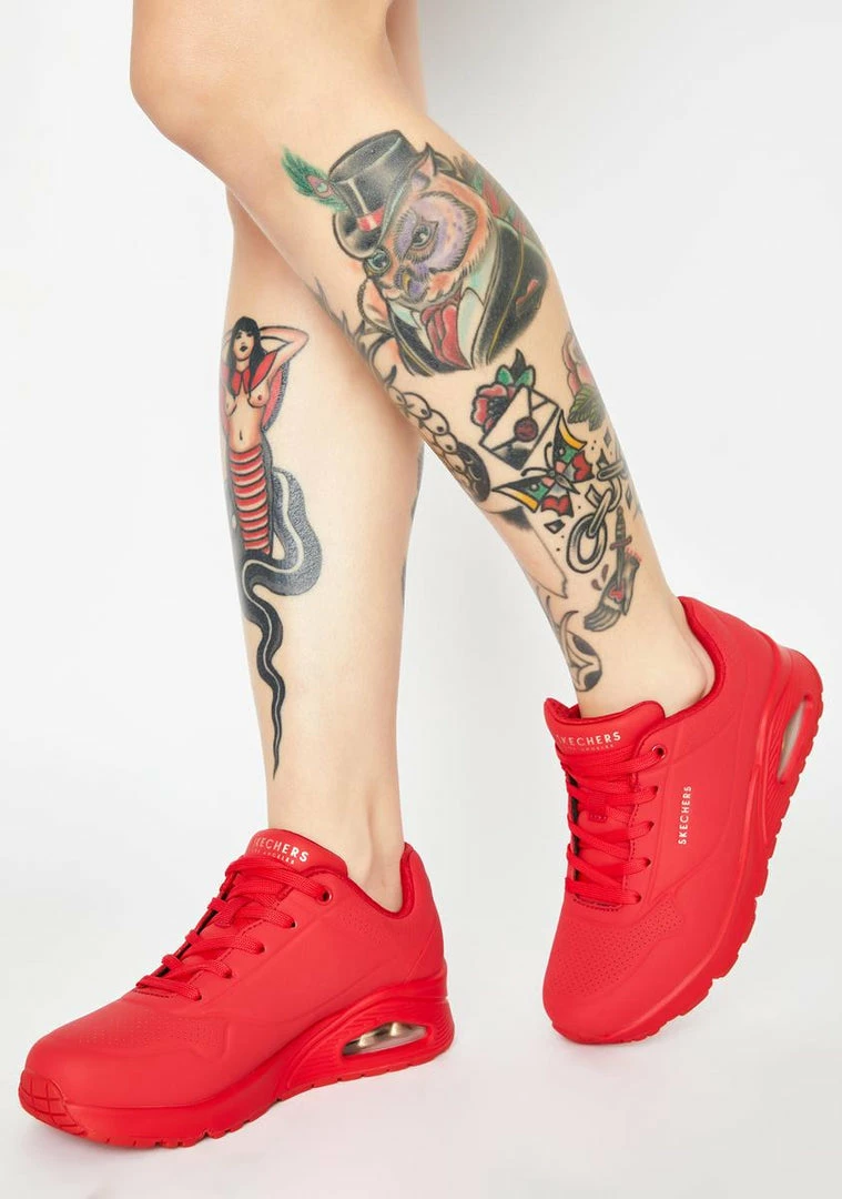 New 𧨠Skechers Red Stand On Air Uno π Sneakers π 3 Skechers Red Stand On Air Uno Sneakers