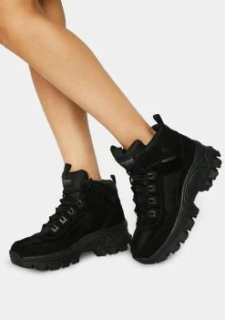 Skechers Black Street Blox Block Gawkers Sneakers Boots & Booties