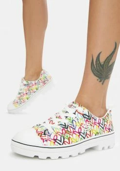 Skechers X JGoldcrown White Hashtag Love Roadies Sneakers