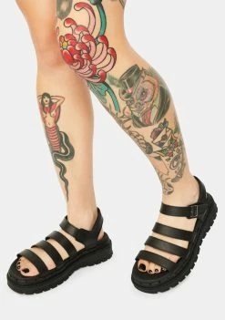 Skechers Black Jammers Poppin' Strappy Sandals