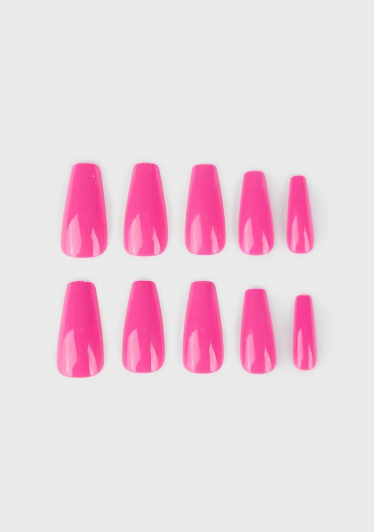 Cheap ✨ I Scream Nails Pinker Than Pink Coffin Shaped False Nails Press On Nails ✔️ 3 I Scream Nails Pinker Than Pink Coffin Shaped False Nails Press On Nails