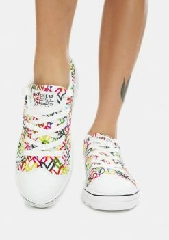 Skechers X JGoldcrown White Hashtag Love Roadies Sneakers